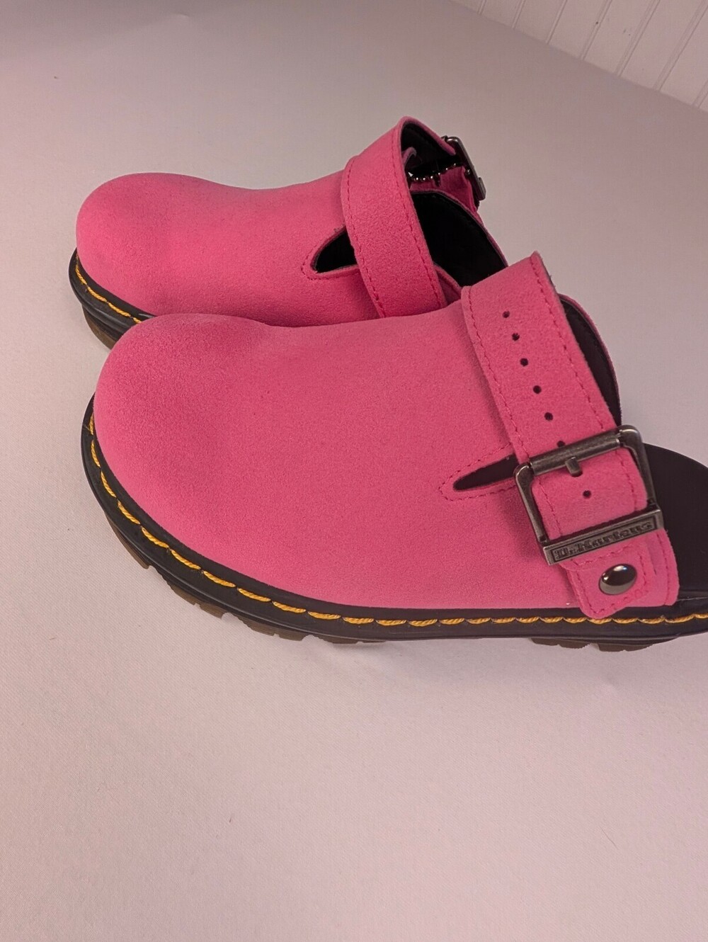 Dr.Martens Zebzag Suede Slingback Platform Mules Fuchsia Pink Size 7.5W/6.5M - Picture 12 of 14